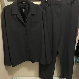 2 piece charcoal grey suit